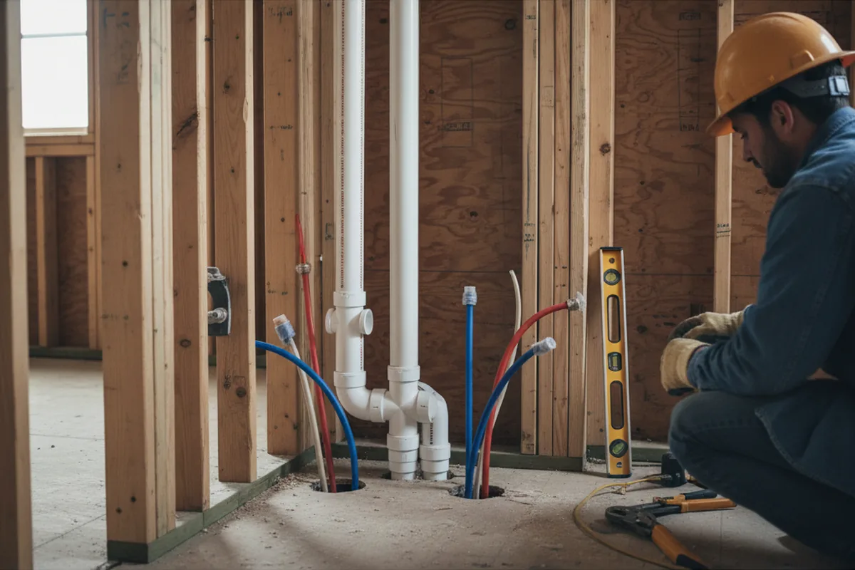 Drain and supply rough-in during Garbage Disposal Repair in Rosewood